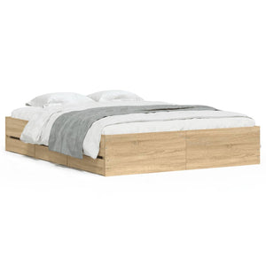 Bed Frame with Drawers without Mattress Sonoma Oak 140x190 cm