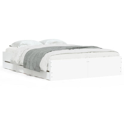 Bed Frame with Drawers without Mattress White 135x190 cm Double