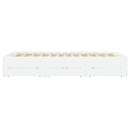 Bed Frame with Drawers without Mattress White 135x190 cm Double