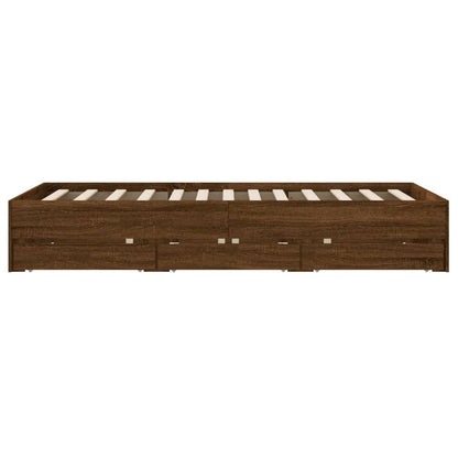 Bed Frame with Drawers without Mattress Brown Oak 135x190 cm Double