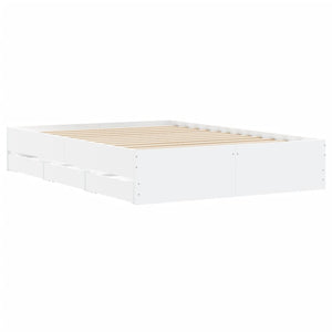 Bed Frame with Drawers without Mattress White 120x190 cm Small Double