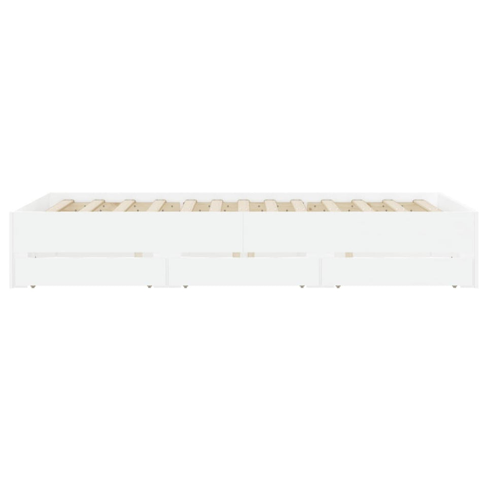 Bed Frame with Drawers without Mattress White 120x190 cm Small Double