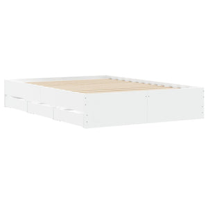 Bed Frame with Drawers without Mattress White 120x190 cm Small Double