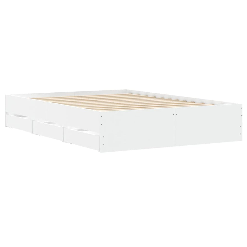 Bed Frame with Drawers without Mattress White 120x190 cm Small Double