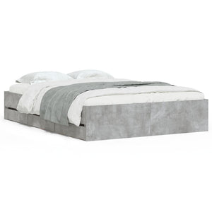 Bed Frame with Drawers Concrete Grey 120x190 cm Small Double Engineered Wood