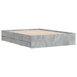 Bed Frame with Drawers Concrete Grey 120x190 cm Small Double Engineered Wood