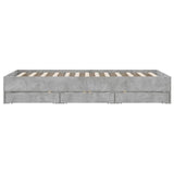 Bed Frame with Drawers Concrete Grey 120x190 cm Small Double Engineered Wood