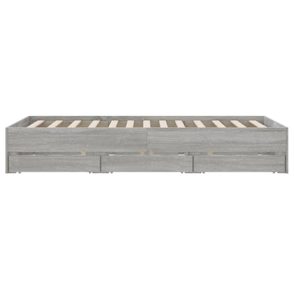 Bed Frame with Drawers without Mattress Grey Sonoma 120x190 cm Small Double