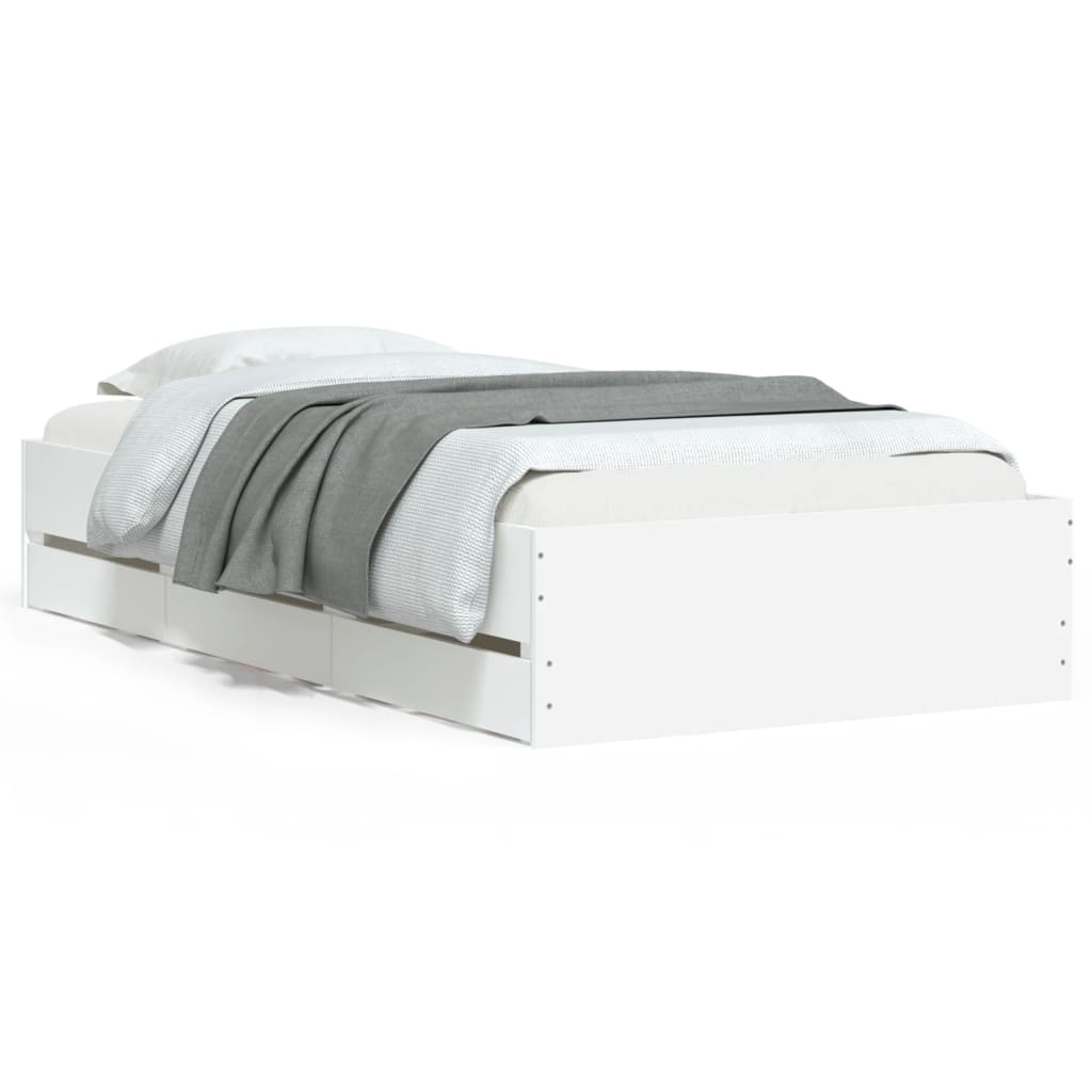 Bed Frame with Drawers without Mattress White 90x190 cm Single