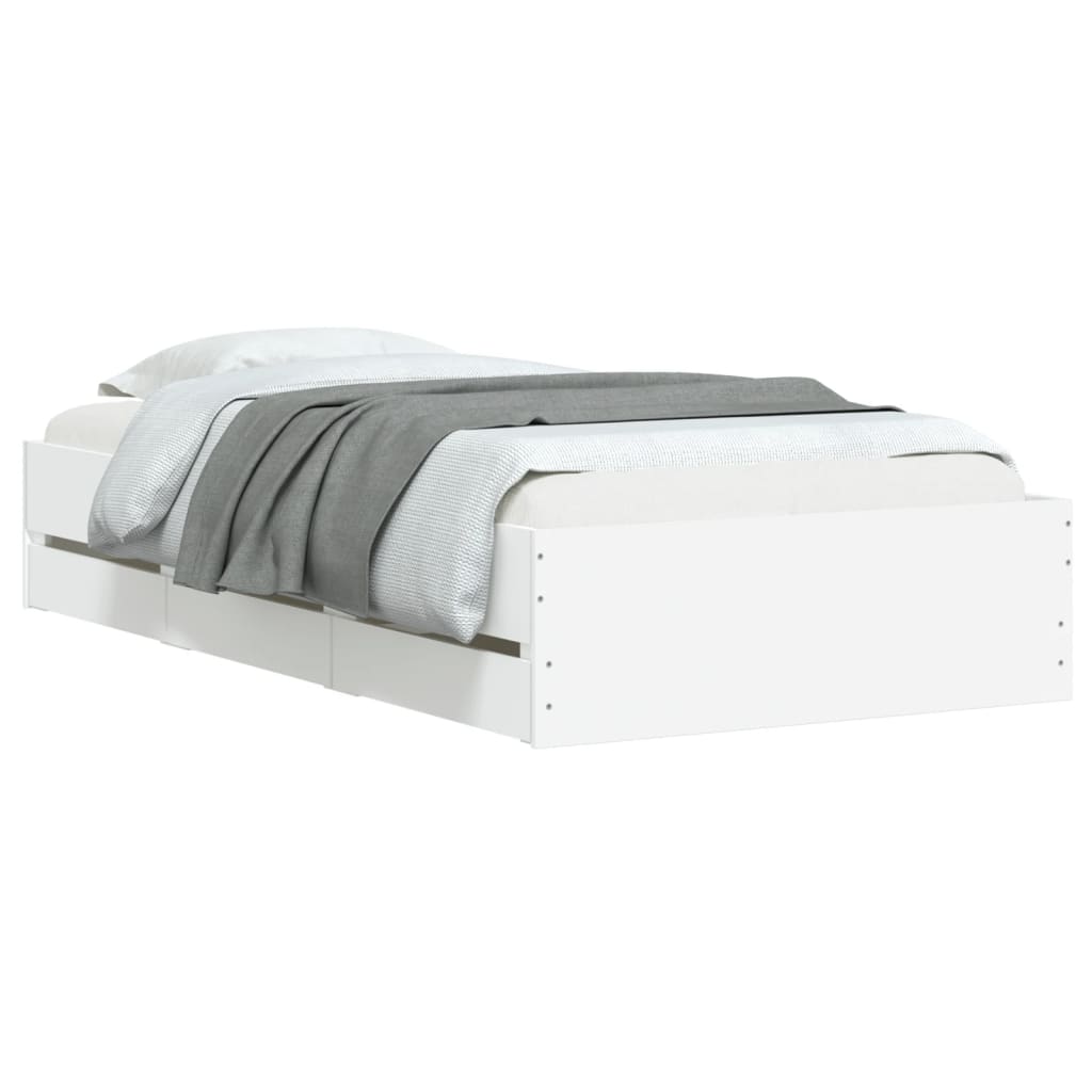 Bed Frame with Drawers without Mattress White 90x190 cm Single