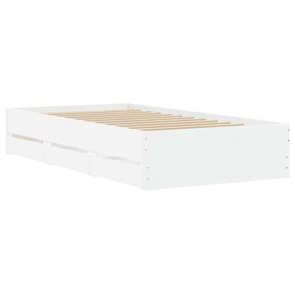Bed Frame with Drawers without Mattress White 90x190 cm Single