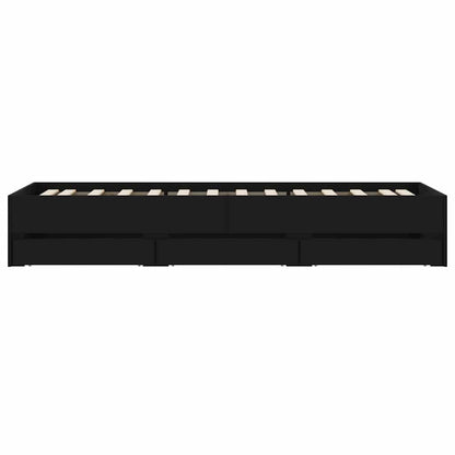 Bed Frame with Drawers without Mattress Black 90x190 cm Single