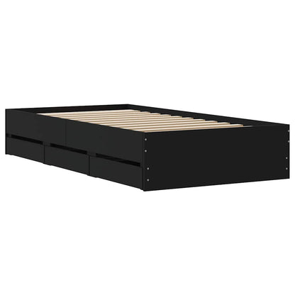 Bed Frame with Drawers without Mattress Black 90x190 cm Single
