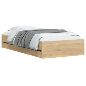 Bed Frame with Drawers without Mattress Sonoma Oak 90x190 cm Single