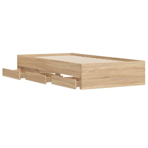 Bed Frame with Drawers without Mattress Sonoma Oak 90x190 cm Single