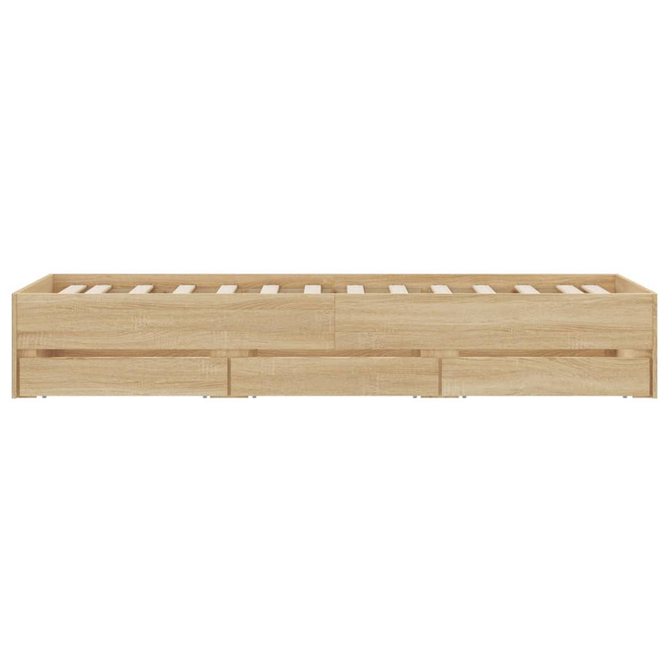 Bed Frame with Drawers without Mattress Sonoma Oak 90x190 cm Single