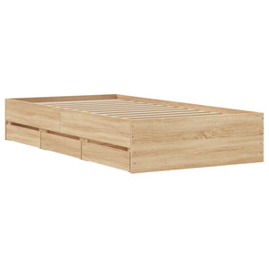 Bed Frame with Drawers without Mattress Sonoma Oak 90x190 cm Single