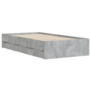 Bed Frame with Drawers Concrete Grey 90x190 cm Single Engineered Wood