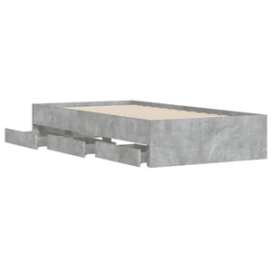 Bed Frame with Drawers Concrete Grey 90x190 cm Single Engineered Wood