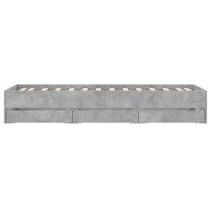 Bed Frame with Drawers Concrete Grey 90x190 cm Single Engineered Wood