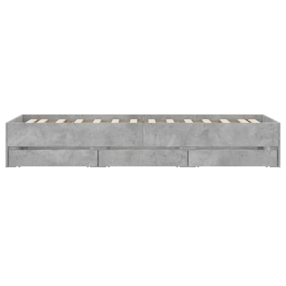 Bed Frame with Drawers Concrete Grey 90x190 cm Single Engineered Wood