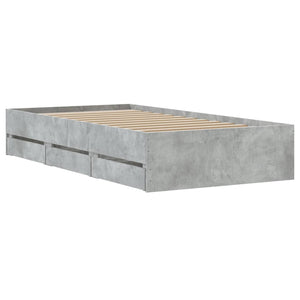 Bed Frame with Drawers Concrete Grey 90x190 cm Single Engineered Wood