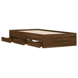 Bed Frame with Drawers Brown Oak 90x190 cm Single Engineered Wood