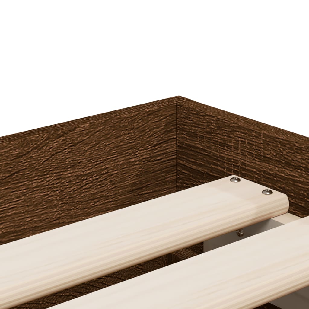Bed Frame with Drawers without Mattress Brown Oak 90x190 cm Single