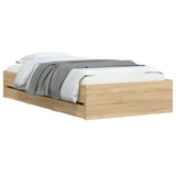 Bed Frame with Drawers without Mattress Sonoma Oak 75x190 cm Small Single