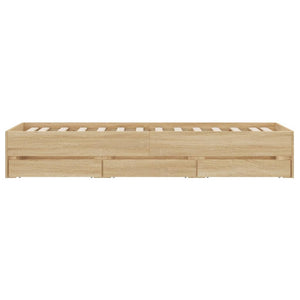 Bed Frame with Drawers without Mattress Sonoma Oak 75x190 cm Small Single