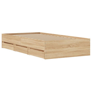 Bed Frame with Drawers without Mattress Sonoma Oak 75x190 cm Small Single