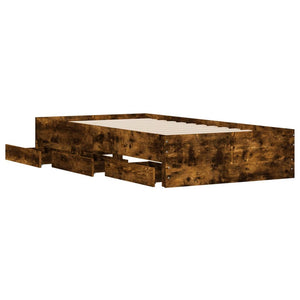 Bed Frame with Drawers without Mattress Smoked Oak 75x190 cm Small Single