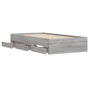 Bed Frame with Drawers without Mattress Grey Sonoma 75x190 cm Small Single