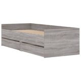 Bed Frame with Drawers without Mattress Grey Sonoma 100x200 cm