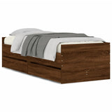 Bed Frame with Drawers without Mattress Brown Oak 100x200 cm