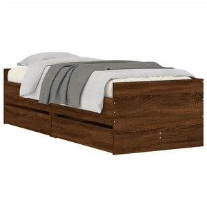 Bed Frame with Drawers without Mattress Brown Oak 100x200 cm