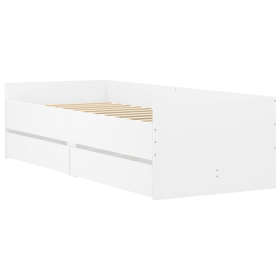 Bed Frame with Drawers without Mattress White 90x200 cm