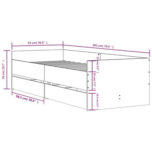 Bed Frame with Drawers without Mattress White 90x200 cm