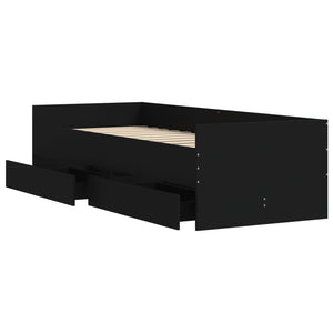 Bed Frame with Drawers without Mattress Black 90x200 cm