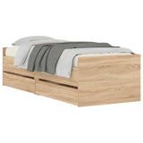 Bed Frame with Drawers Sonoma Oak 90x200 cm