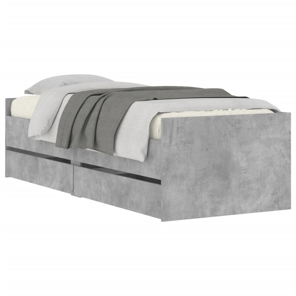 Bed Frame | Concrete grey | Engineered wood | Standard Single | Bed Frame