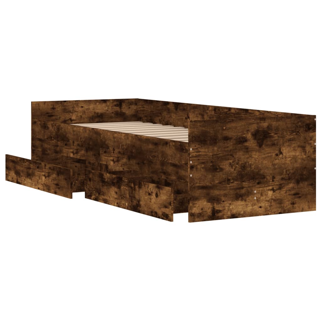 Bed Frame | Smoked oak | Engineered wood, Plywood slats | 90x200 cm