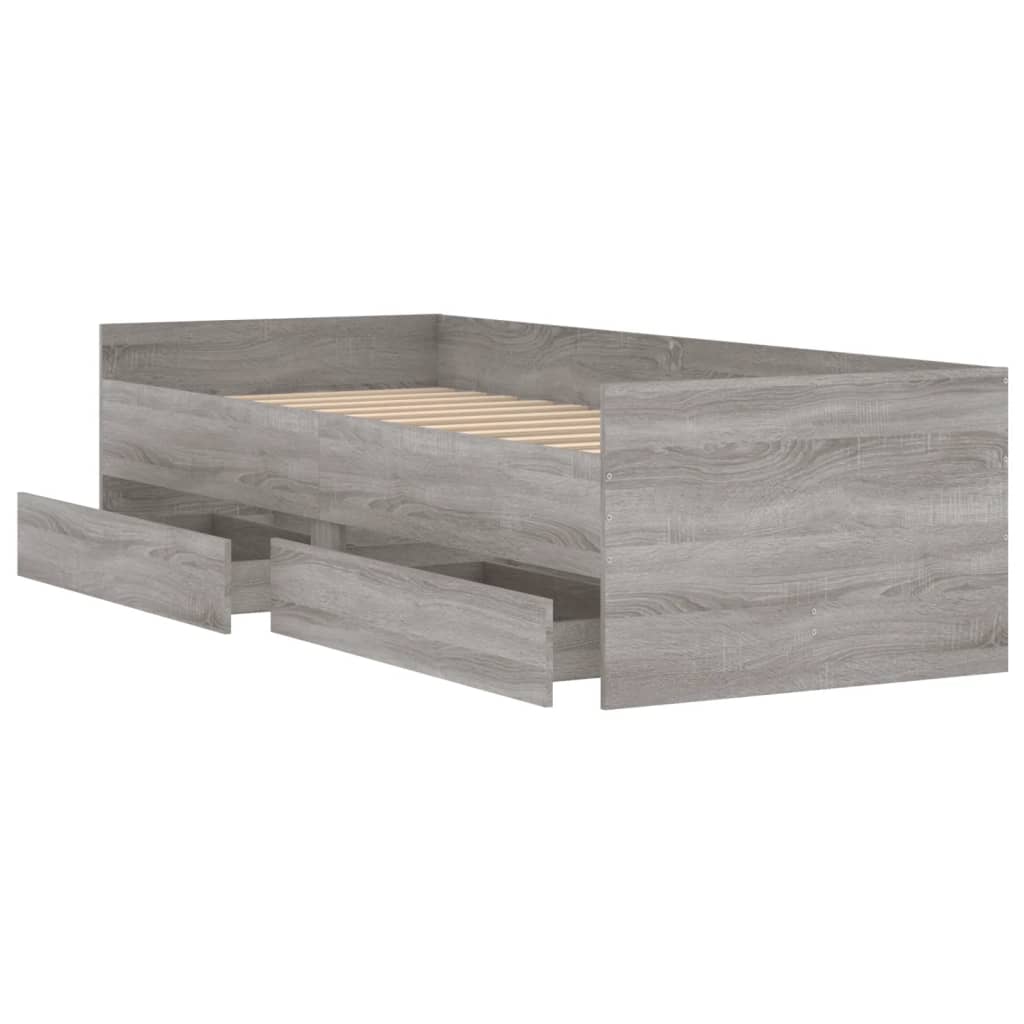 Bed Frame | Grey Sonoma | Engineered wood | 90x200 cm | Bed Frame