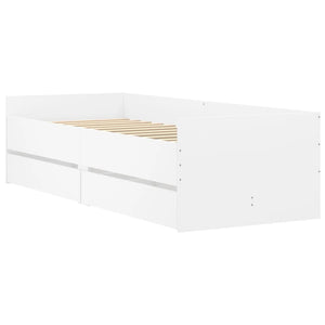 Bed Frame with Drawers White 90x190 cm Single