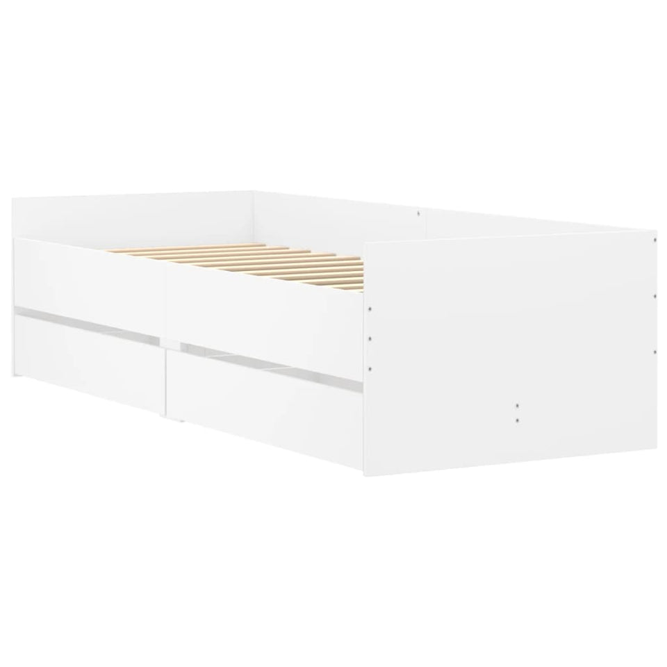 Bed Frame with Drawers White 90x190 cm Single