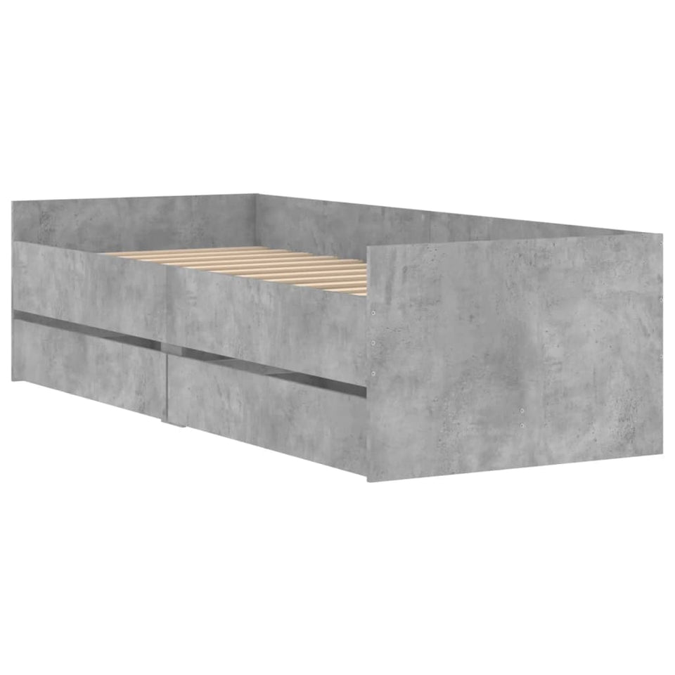 Bed Frame with Drawers Concrete Grey 90x190 cm Single