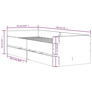 Bed Frame with Drawers without Mattress Grey Sonoma 90x190 cm Single