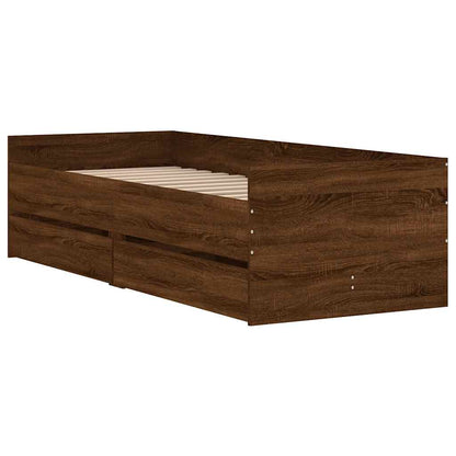 Bed Frame with Drawers without Mattress Brown Oak 90x190 cm Single