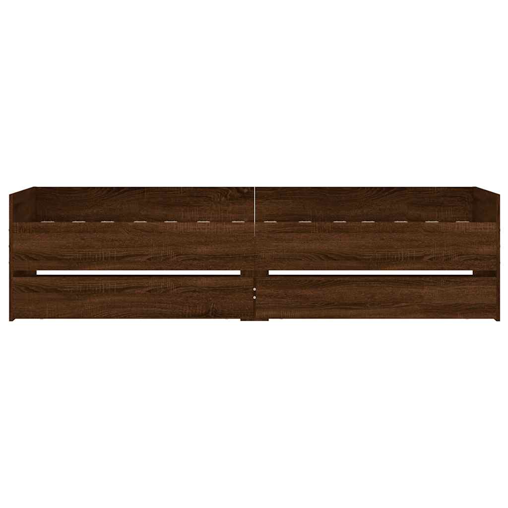 Bed Frame with Drawers without Mattress Brown Oak 90x190 cm Single