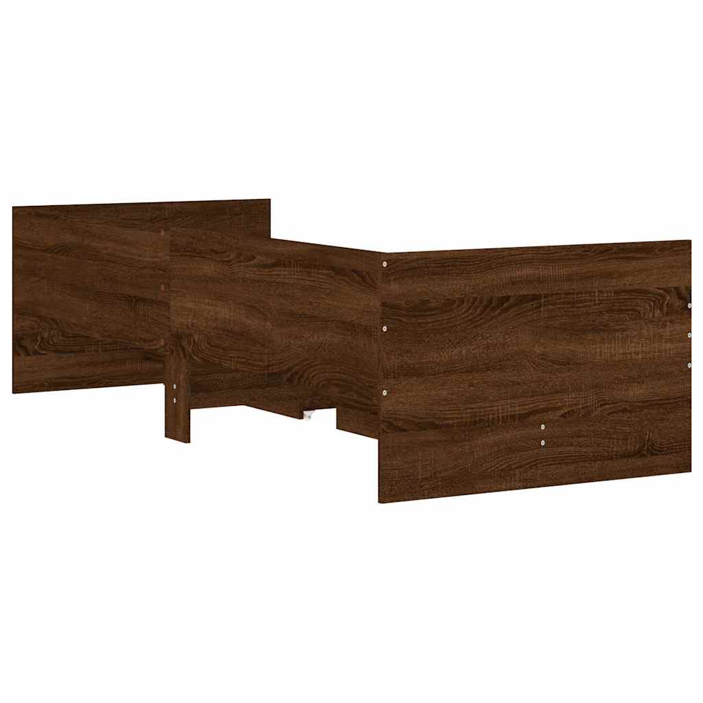 Bed Frame with Drawers without Mattress Brown Oak 90x190 cm Single